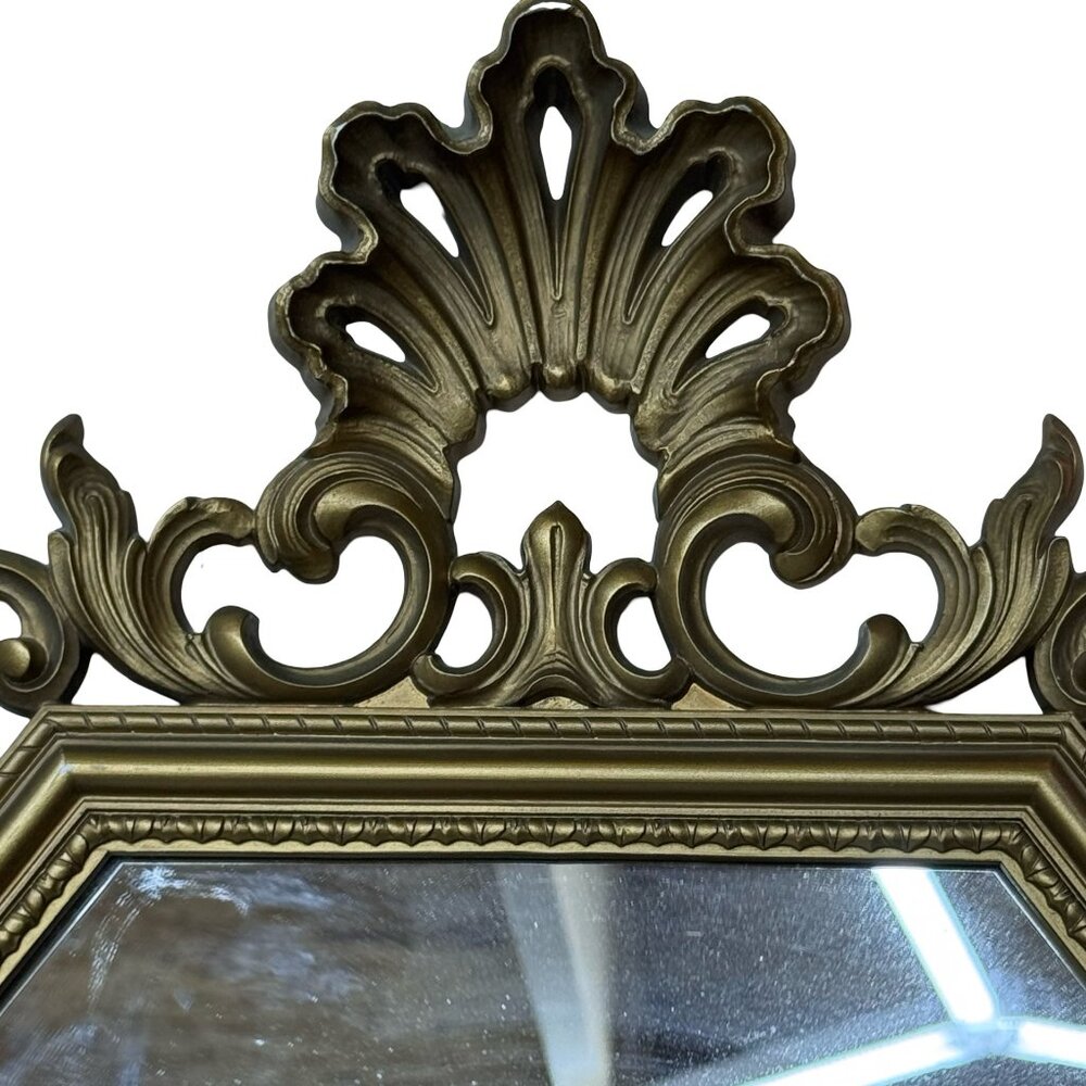 Vintage Syroco Gold Ornate Wall Mirror Hollywood Regency Scroll Made In USA READ - Picture 2 of 13